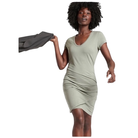 Athleta Dresses & Skirts - Athleta Central Cotton Stretch Dress Sage Green Size Medium